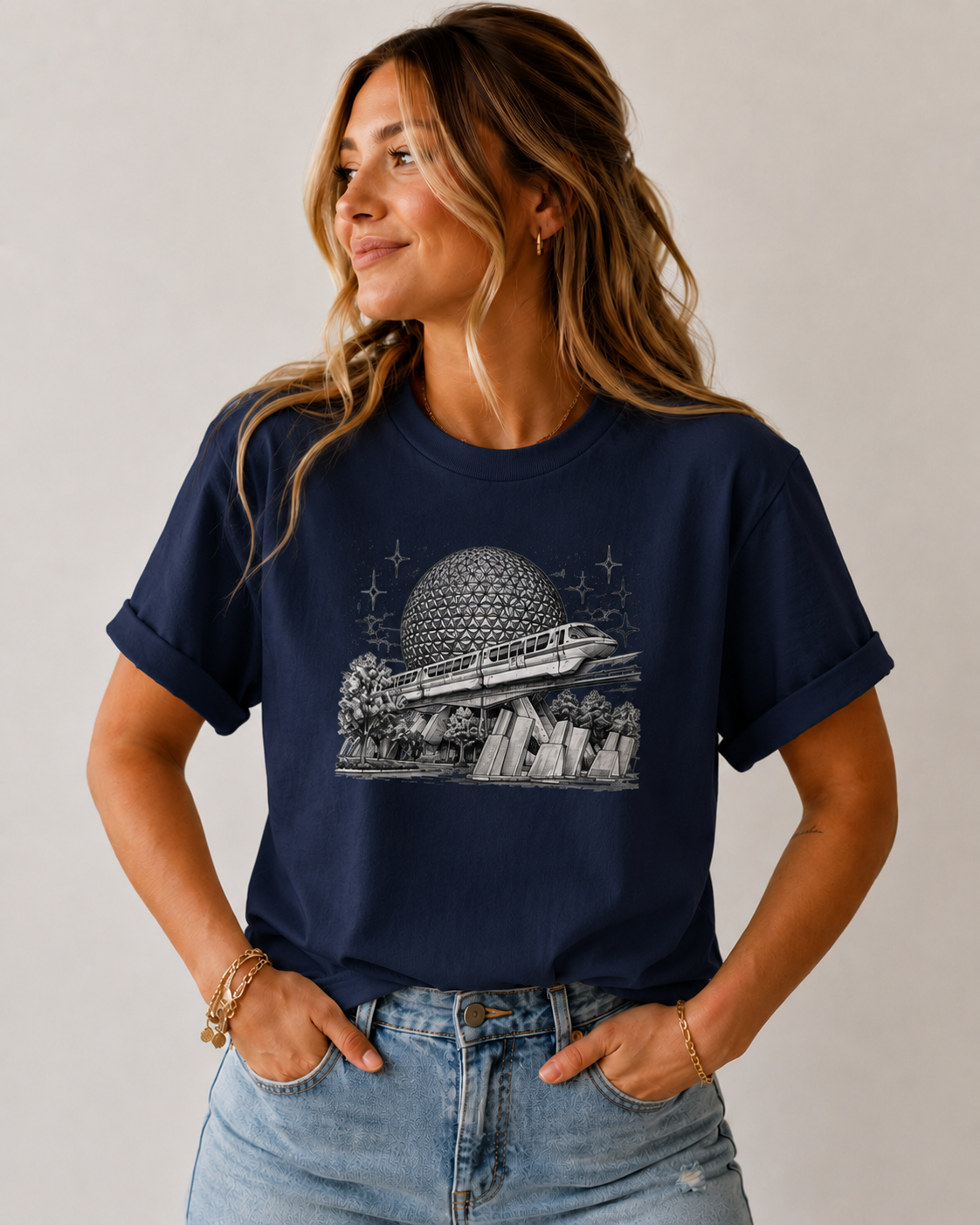 Women's Epcot Retro Globe T-Shirt - Navy