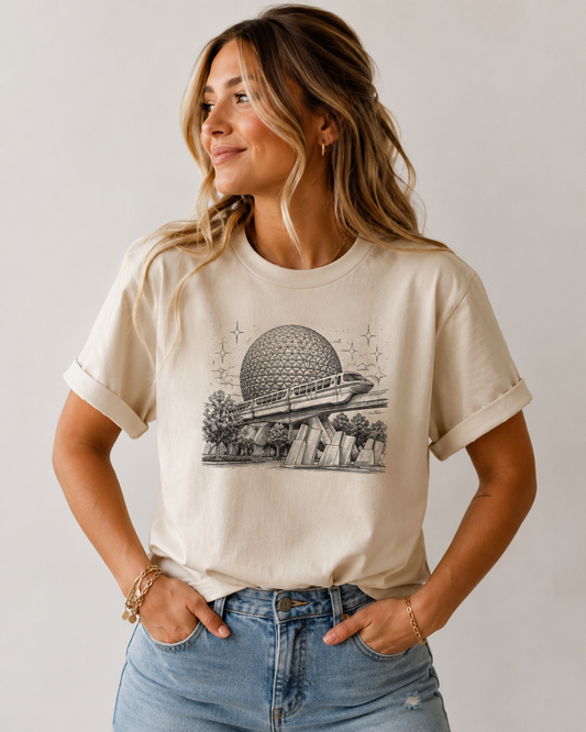 Women's Epcot Retro Globe T-Shirt - Sand